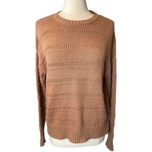Cupcakes & Cashmere Chunky Knit Sweater Size Medium Textured Tan High Low Hem